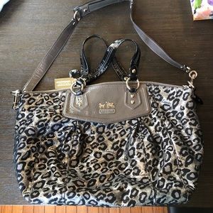Large metallic leopard print Coach bag